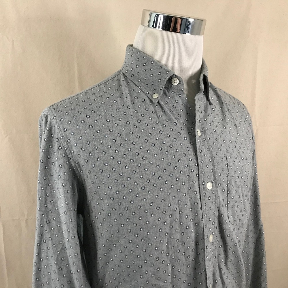 Bonobos Medium Slim Fit Button Down Shirt Gray Floral 100% Cotton Casual Mens